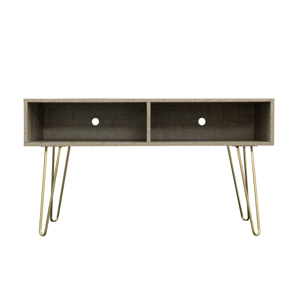 Modern Design TV stand stable Metal Legs  with 2 open shelves to put TV, DVD, router, books, and small ornaments,Grey