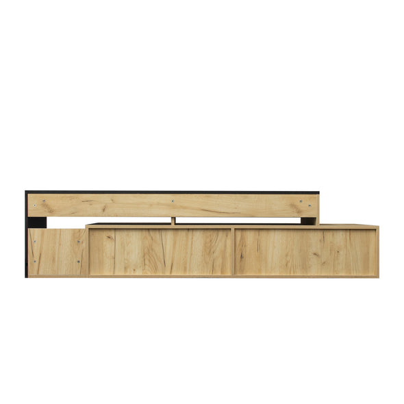Living Room Furniture High and low TV Stand Cabinet with 2 Drawers,Use high quality MDF,Black+oak