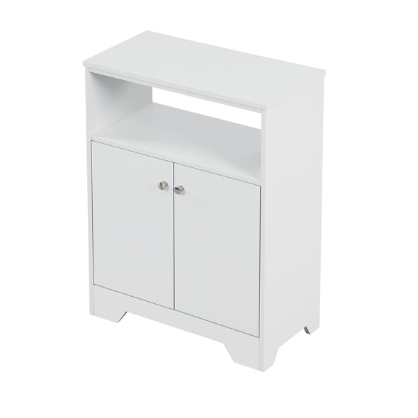 White Bathroom Storage Cabinet with Adjustable Shelves, Freestanding Floor Cabinet for Home Kitchen, Easy to Assemble