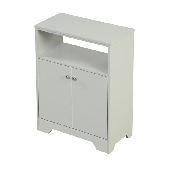 Grey Bathroom Storage Cabinet with Adjustable Shelves, Freestanding Floor Cabinet for Home Kitchen, Easy to Assemble