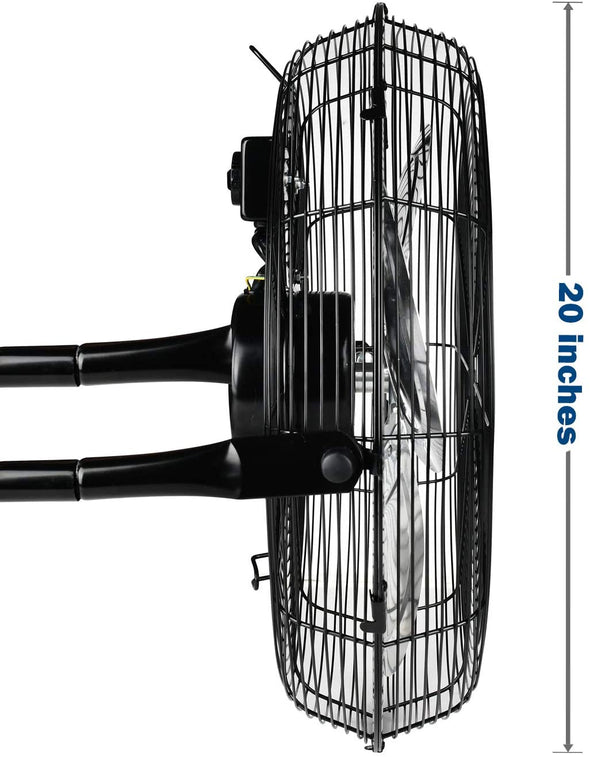 Simple Deluxe 20 Inch 3-Speed High Velocity Heavy Duty Metal Industrial Floor Fans Quiet for Home, Commercial, Residential, and Greenhouse Use, Outdoor/Indoor, Black
