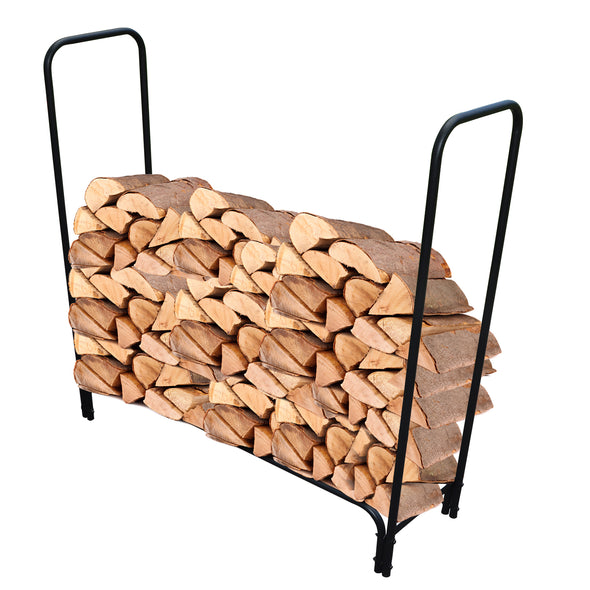 4ft 8ft Firewood Rack Heavy Duty Log Rack Indoor Outdoor Wood Rack for Firewood Metal Wood Stacker Wood Holder for Fireplace Patio Deck (4ft）