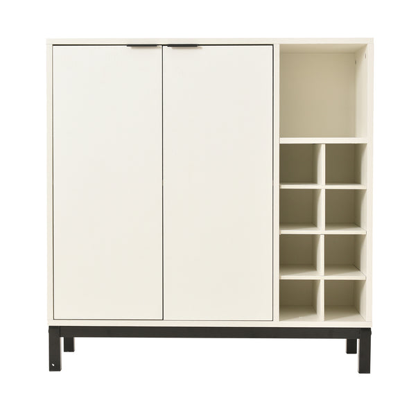 K&K Sideboards and Buffets With Storage Coffee Bar Cabinet Wine Racks Storage Server Dining Room Console 34 Inch（White）