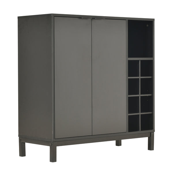 Sideboards and Buffets With Storage Coffee Bar Cabinet Wine Racks Storage Server Dining Room Console 34 Inch（Black）