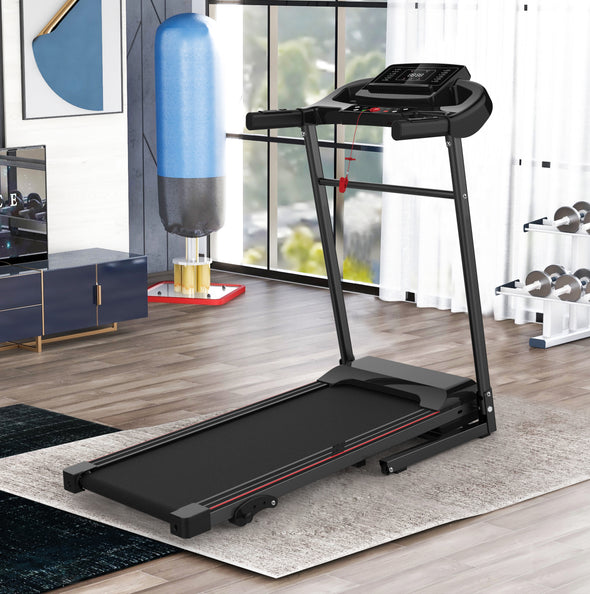 Folding Treadmills, Electric Treadmill Running Machine,Cylinder Folding Type,Walking Jogging Exercise Machine for Small Space,LCD Display and Pad/Phone Stents,12 Speed Levers,Link Phone Music Player