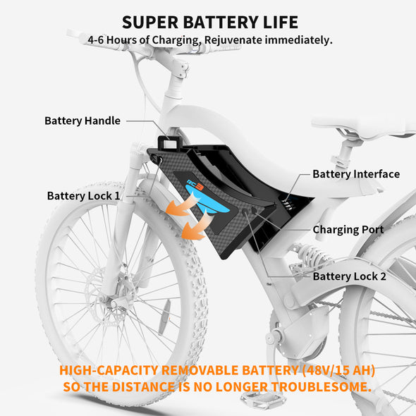 AOSTIRMOTOR 26  500W Electric Bike Fat Tire P7 48V 15AH Removable Lithium Battery for Adults S05