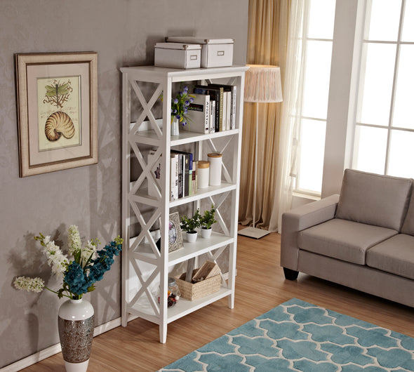 4 Tier Bookcases, 67   Bookshelf with Sturdy Solid Frame, Shelves for Home and Office Organizer, White