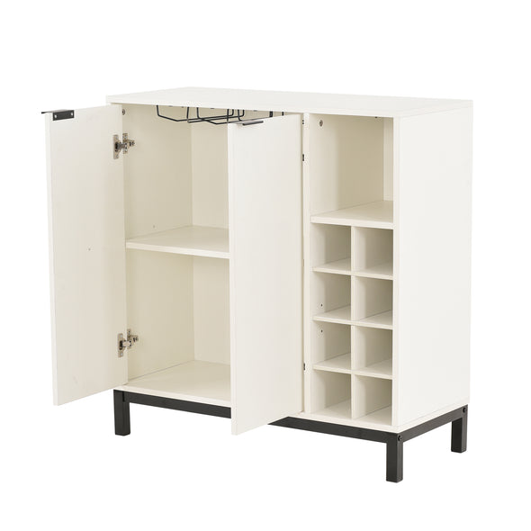 K&K Sideboards and Buffets With Storage Coffee Bar Cabinet Wine Racks Storage Server Dining Room Console 34 Inch（White）