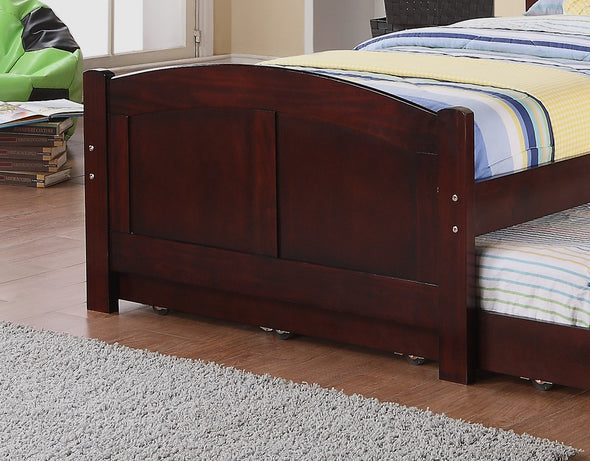 Twin Size Bed w/ Trundle Slats Dark Cherry Pine Plywood Kids Youth Bedroom Furniture