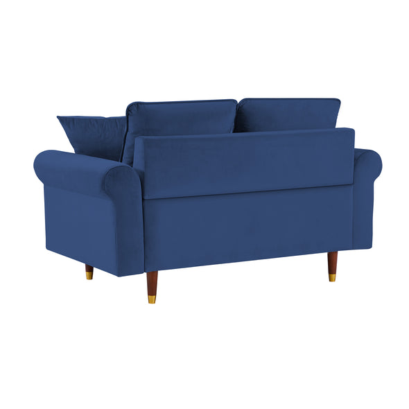 Velvet Sofa Couch with 2 Pillows, Modern Loveseat Sofa With Wood Legs for Living Room and Bedroom .
