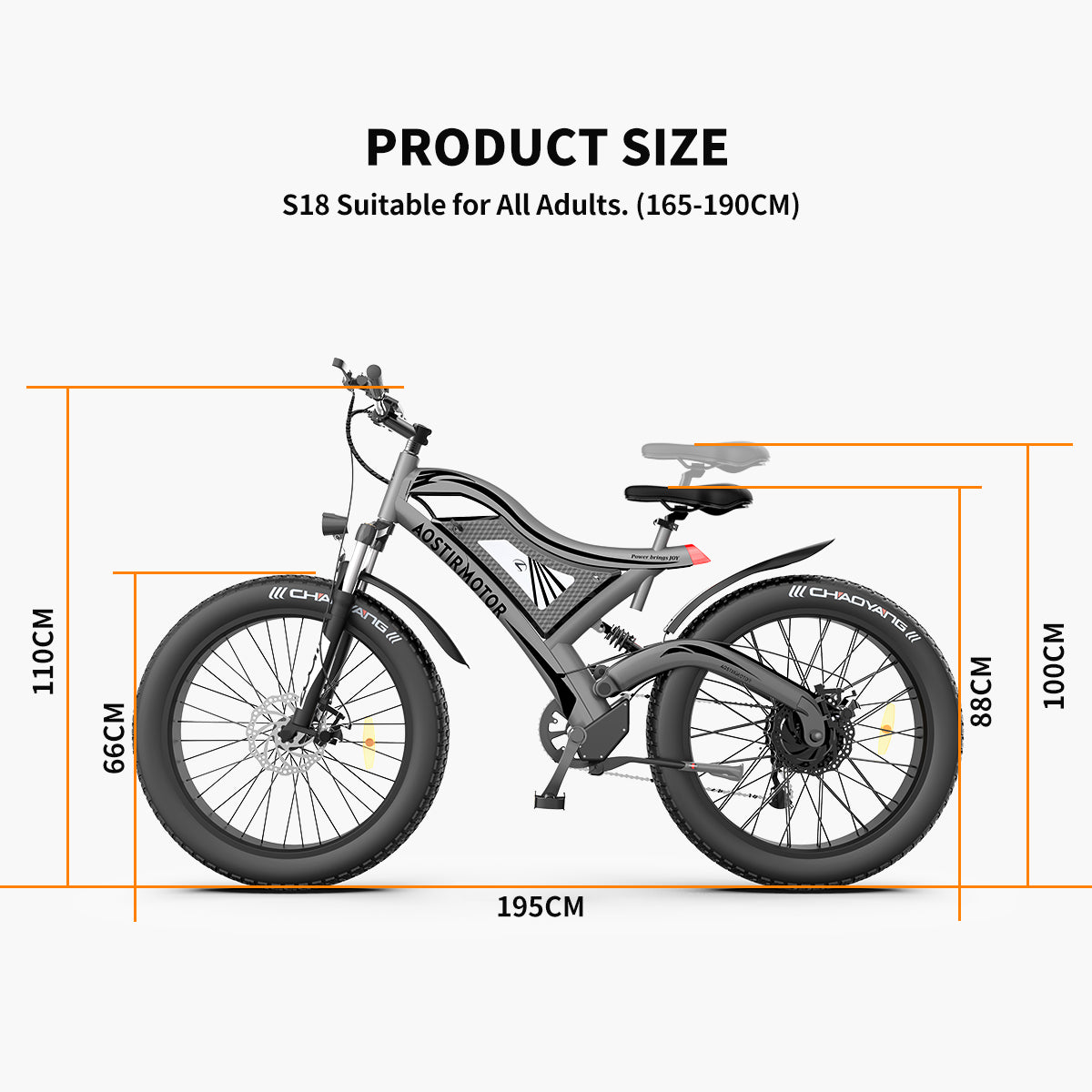 AOSTIRMOTOR 26  750W Electric Bike Fat Tire 48V 15AH Removable Lithium Battery for Adults S18亚马逊禁售