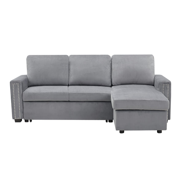 Orisfur. 83  Pull Out Sleeper Sofa Reversible L-Shape 3 Seat Sectional Couch with Storage Chaise for Living Room Furniture Set (Old SKU: SG000408AAA)