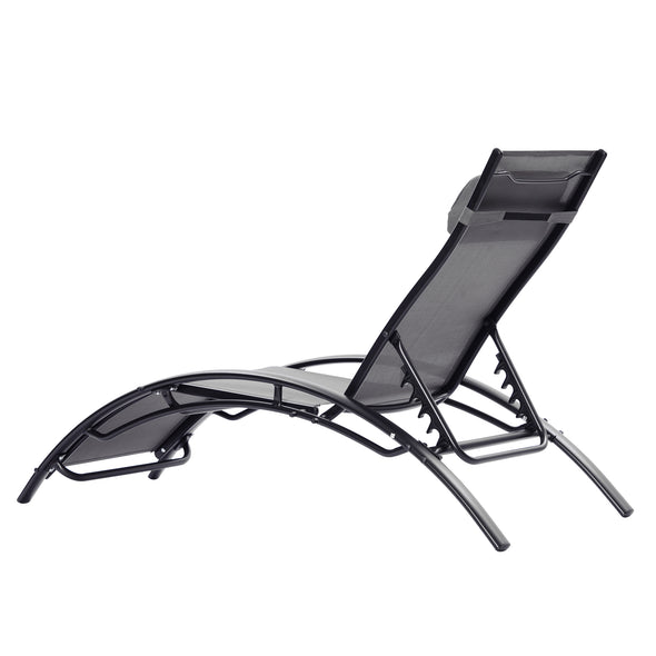 2 PCS Set Chaise Lounge Outdoor Lounge Chair Lounger Recliner Chair For Patio Lawn Beach Pool Side Sunbathing