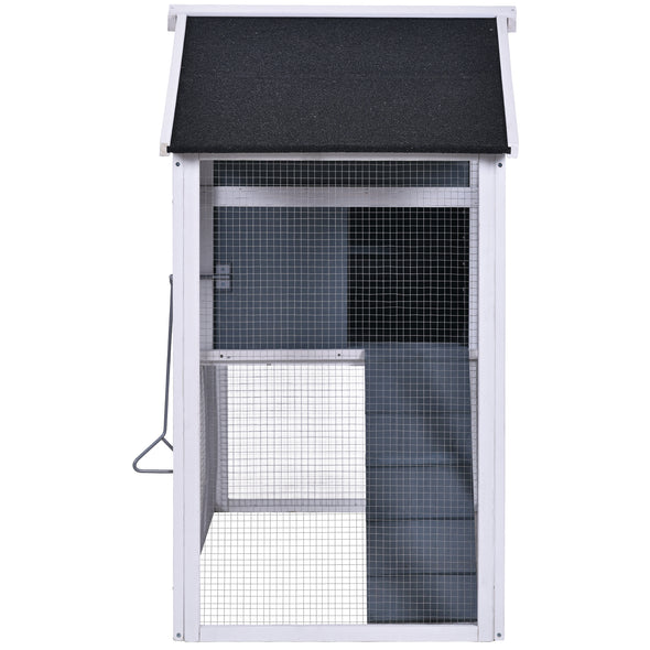 TOPMAX 73.6 Large Wooden Chicken Coop Small Animal House Rabbit Hutch with Tray and Ramp, Gray Color