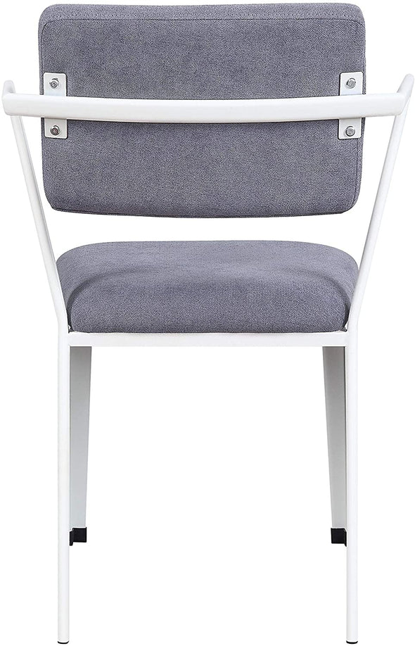 ACME Cargo Dining Chair (Set-2), Gray Fabric & White (2Pc/1Ctn) 77882