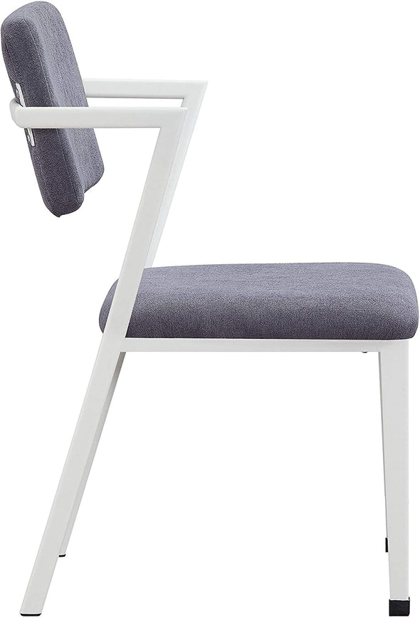 ACME Cargo Dining Chair (Set-2), Gray Fabric & White (2Pc/1Ctn) 77882
