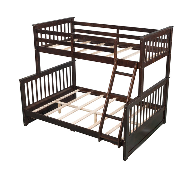 Twin-Over-Full Bunk Bed with Ladders and Two Storage Drawers (Espresso) (Old SKU:LP000065PAA)