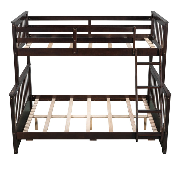 Twin-Over-Full Bunk Bed with Ladders and Two Storage Drawers (Espresso) (Old SKU:LP000065PAA)