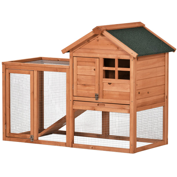 TOPMAX Upgrade Natural Wood House Pet Supplies Small Animals House Rabbit Hutch,Orange+White