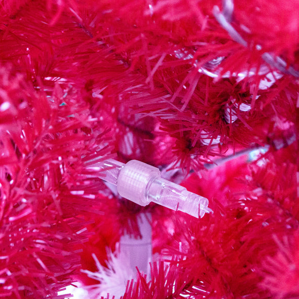 6FT Hinged Fraser Fir Artificial Fir Bent Top Christmas Tree, 250 Lush Branch Tips, 300 LED Lights