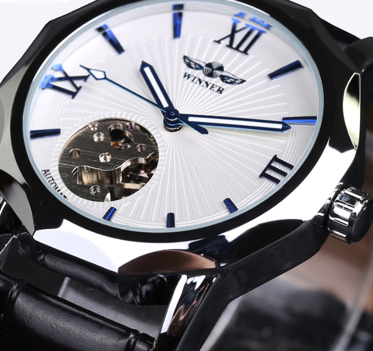 Aqua Trend men's watch High Quality Leather Black Crown - Bestgoodshop