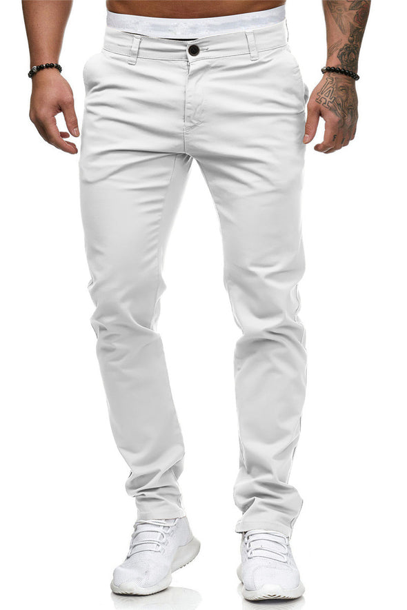 Men's straight casual slim trousers