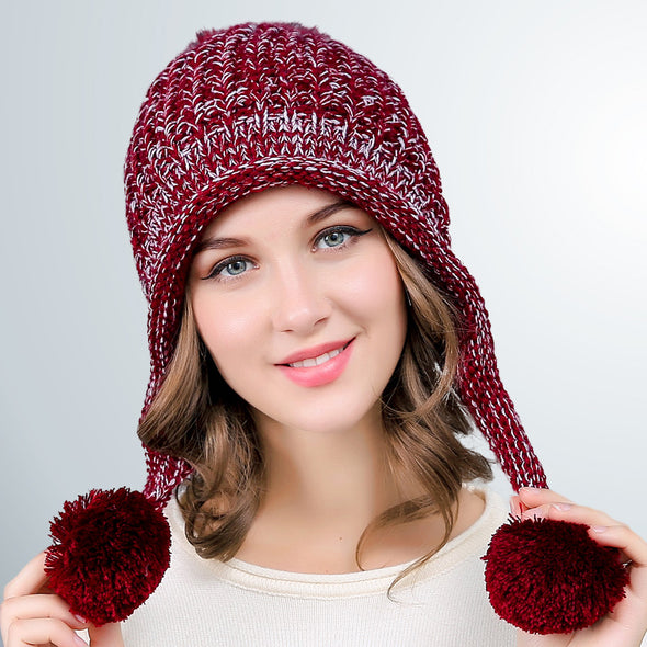 Tide autumn and winter plus velvet warm knitted hat ear protection hat