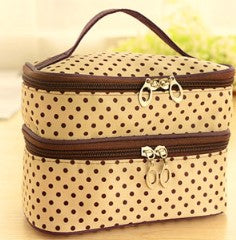 Double-layer cosmetic bag with large capacity to receive wave-point cosmetic bag Wash-Rinse bag