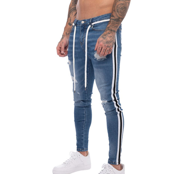 Jeans slim-fit striped men's trousers