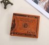 Pu leather Men's short wallet 100 dollars pattern men's coin purse - Bestgoodshop