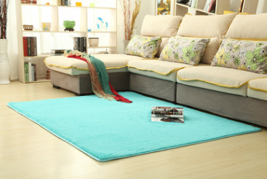 Smooth silk wool carpet, bedroom living room bedside carpet Blue - Bestgoodshop