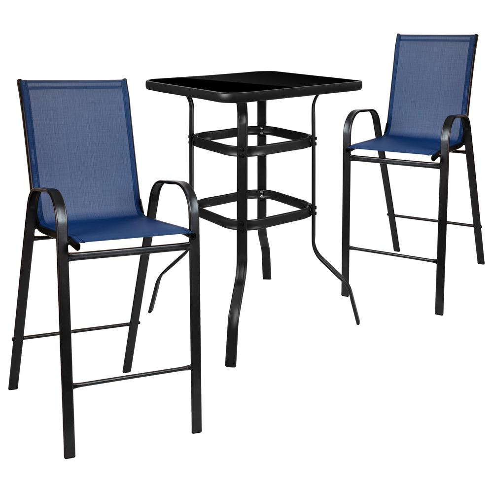 Outdoor Dining Set Bistro Bar Breathable Textilene Upholstery
