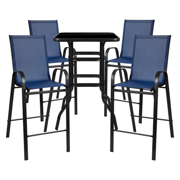 Outdoor Dining Set Bistro Set Breathable Textilene Upholstery