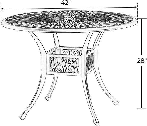 42" x 42" Round Outdoor Patio Dining Table