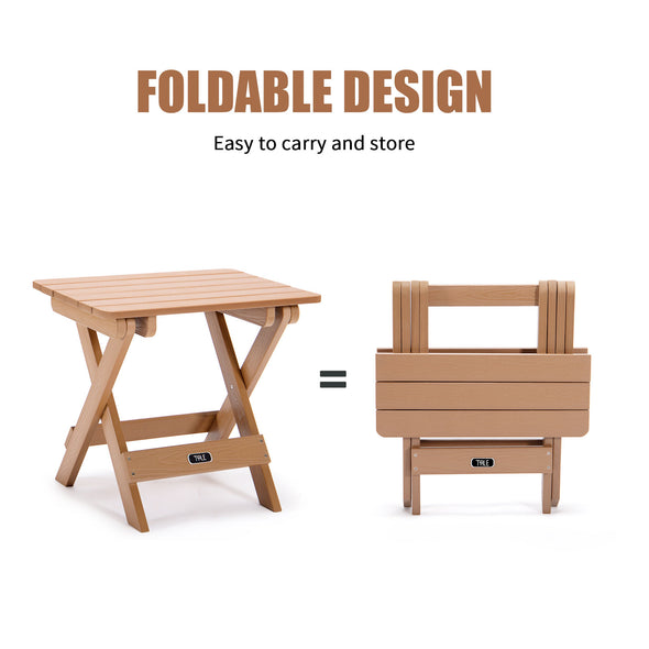 Adirondack Portable Folding Side Table Square All-Weather and Fade-Resistant Plastic Wood Table