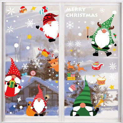 Santa's Elk Static Stickers Christmas Shopping Mall Glass Window Decoration