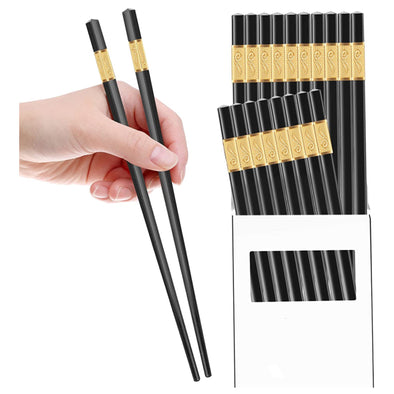10 Pairs 9.5 Inch Reusable Chopsticks Dishwasher Safe Fiberglass Chopsticks Set For Food, Non-Slip