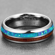 6MM Wood Tungsten Carbide Men Ring Size 7-12 Polished Natural Opal Acacia Ring - Bestgoodshop