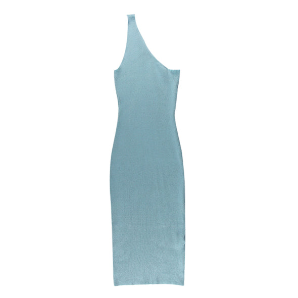 One-shoulder Diagonal Knitted Skirt Simple Dress