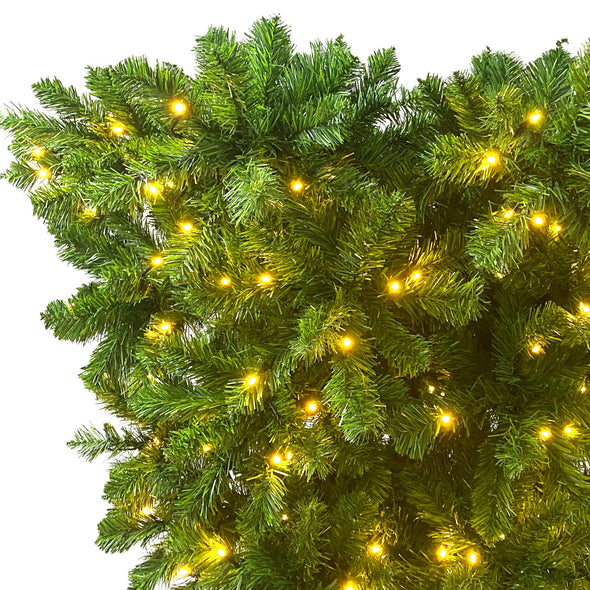 6ft Upside Down Green Christmas Tree, LED Warm White Lights, Reinforced Metal Base & Easy Assembly, 1,000 Lush Branch Tips, 360 LED Lights