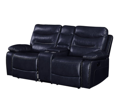 Aashi Loveseat w/Console (Motion), Navy Leather-Gel Match 55371