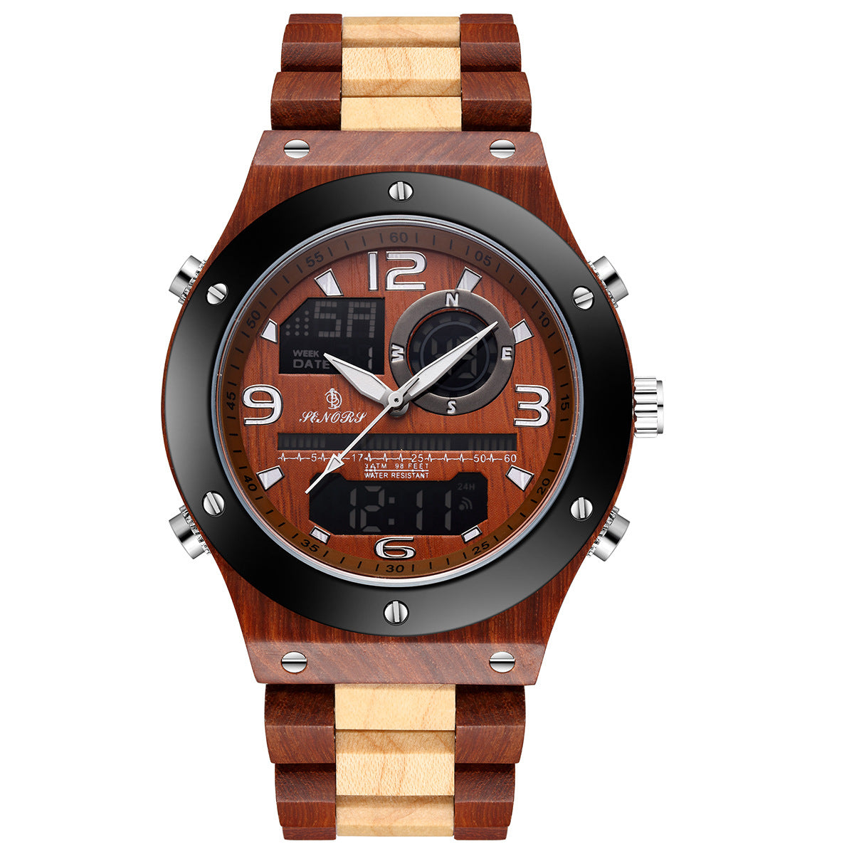 Dual display men's watch multi function quartz watch