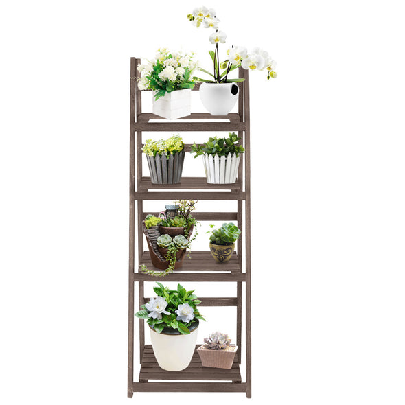 Foldable Ladder Shelf Plant Stand Indoor Flower Pot Stand Garden Display Shelf