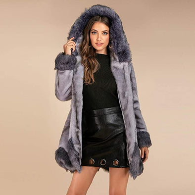 Women's Hooded faux mink coat