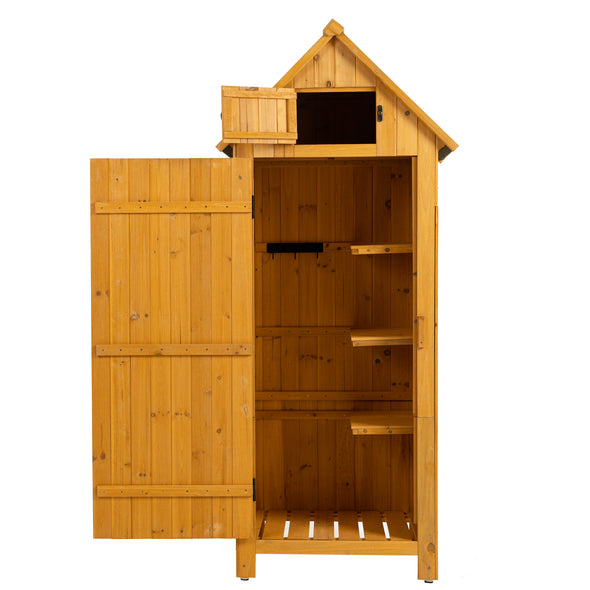 30.3”L X 21.3”W X 70.5”H Outdoor Storage Cabinet Tool Shed Wooden Garden Shed  Natural