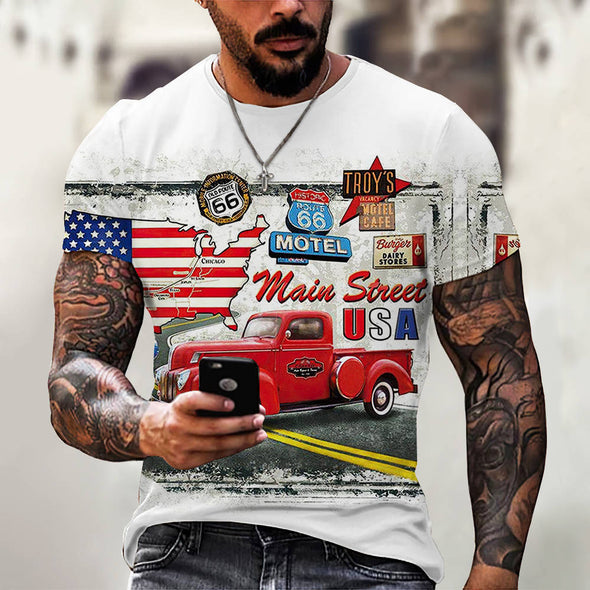 Men Summer 3Dt Shirt Top Printed Street Short Sleeve