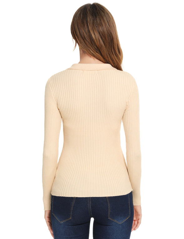 Women's Fashion Polo V Neck Sweater