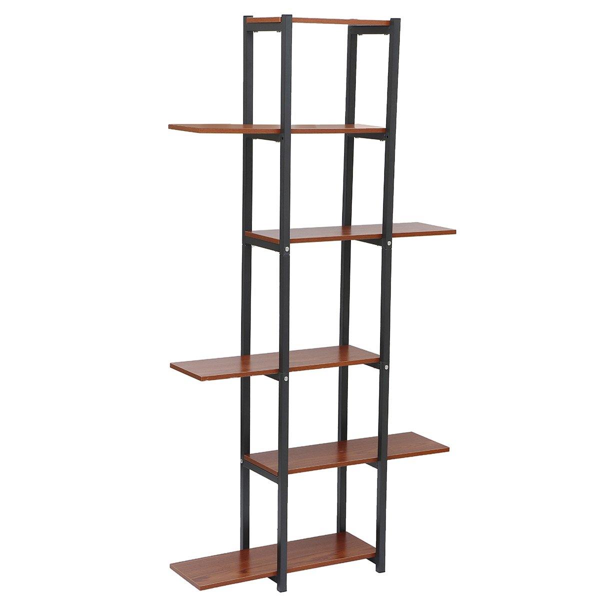 6 Tiers Wood Bookshelf Storage Rack Home Office Decorations Stand - Bestgoodshop