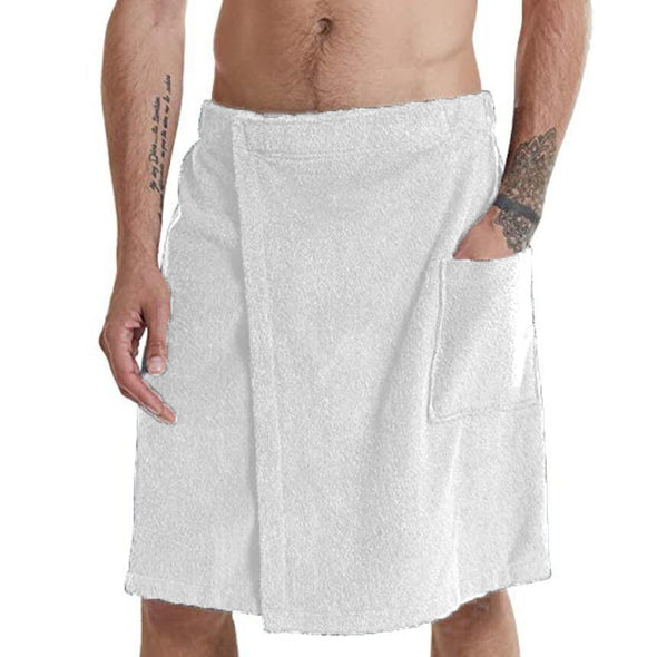 Velcro Bath Towel Men's With Pocket Bathrobe