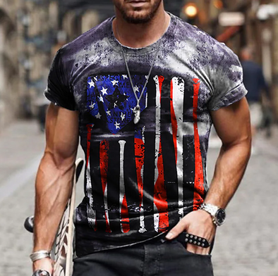 3D Digital Printed Short Sleeve T-shirt with Individual Pattern Statue of Liberty